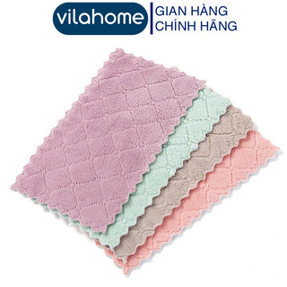 Combo 10 Khăn Lau 2 Mặt VilaHome, Khăn Lau Đa Năng Vải Bông Mềm Mịn, Thấm Hút Tốt KT 13.5cmx18cm