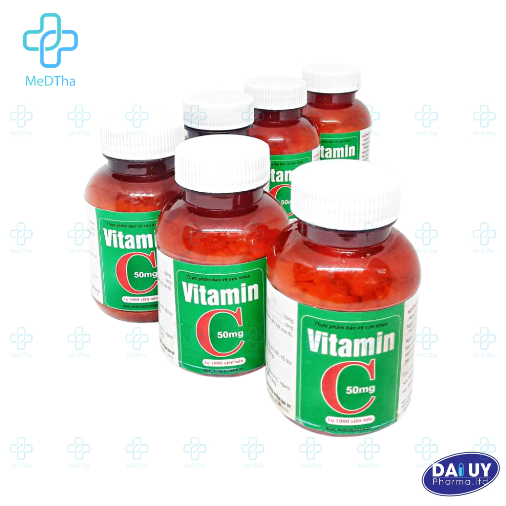 Vitamin C Đại Uy - Viên Uống Bổ Sung Vitamin C, Tăng Sức Đề Kháng, Bền Vững Thành Mạch (Lọ 100/1000 Viên) [Chính Hãng]