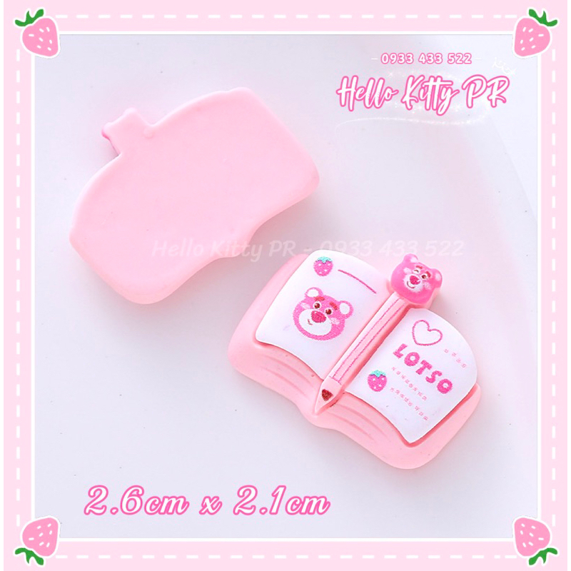 Charm nhựa/ slime gấu dâu Lotso chủ đề học tập