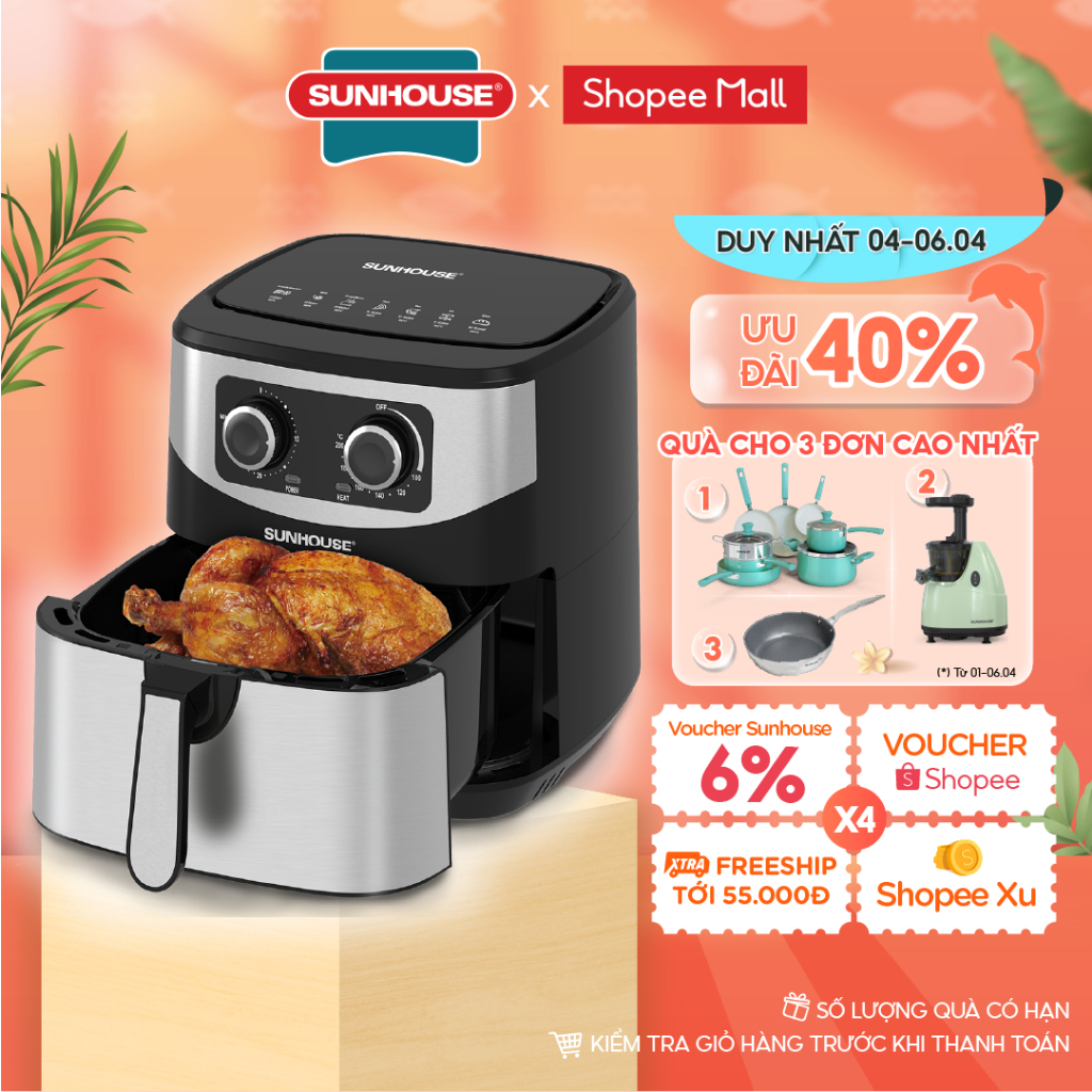 Nồi chiên không dầu 9L SUNHOUSE SHD4035 BH 12 tháng