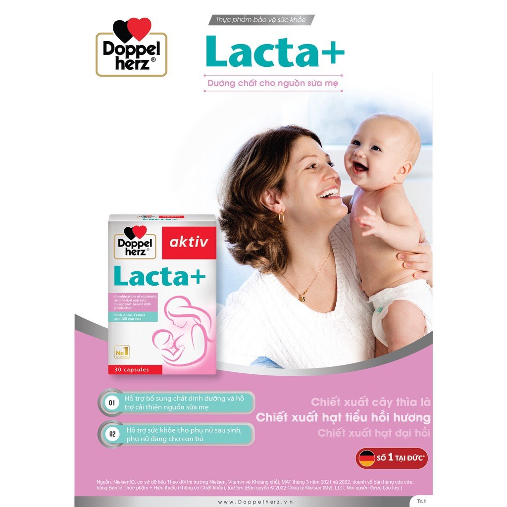 Bác Sĩ Cung Viên Uống Lợi Sữa Lacta+ Doppelherz Aktiv - Bổ Sung Canxi, Sắt