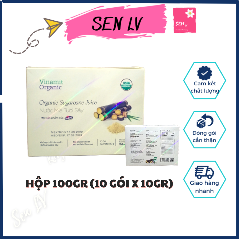 Nước mía tươi sấy Yo'V Vinamit hộp 100g nước mía hữu cơ nguyên chất