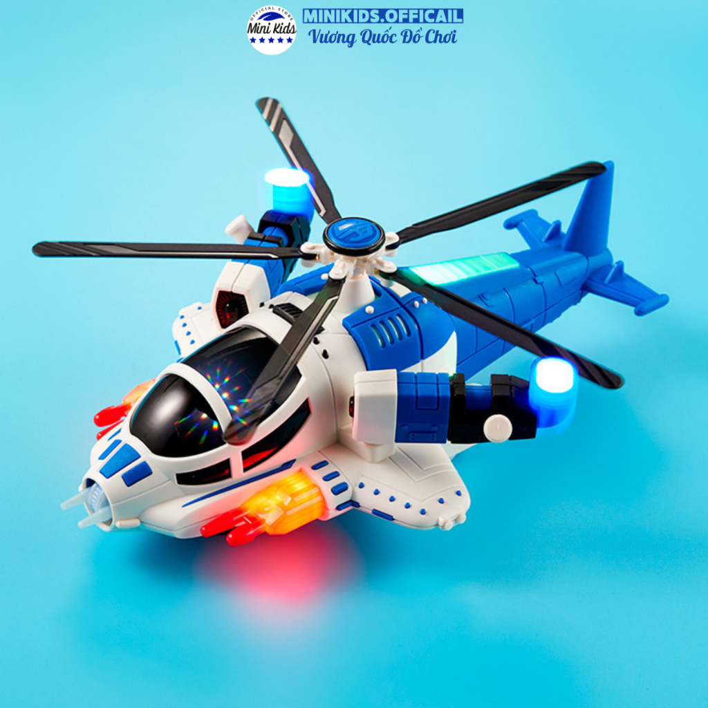 Máy bay trực thăng đồ chơi xoay 360º tại chỗ, có đèn và nhạc dành cho bé từ 2 tuổi ( tặng kèm pin ) - Đồ chơi MiniKids