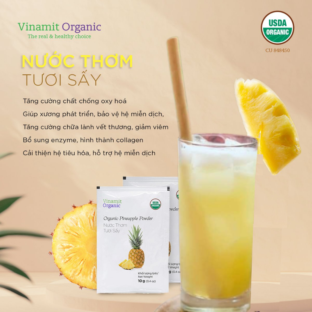Nước thơm tươi sấy thơm hữu cơ 100% hộp 100 gram (10 gói x 10gr)