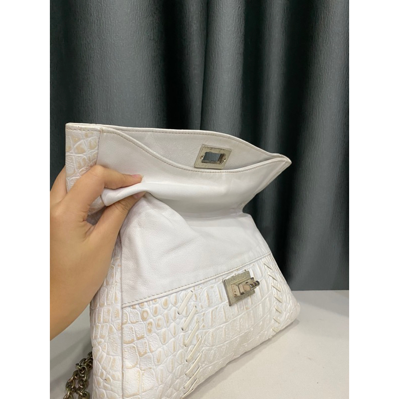 Túi si hiệu MICHAA của Hàn đeo vai da bò dập vân cá sấu