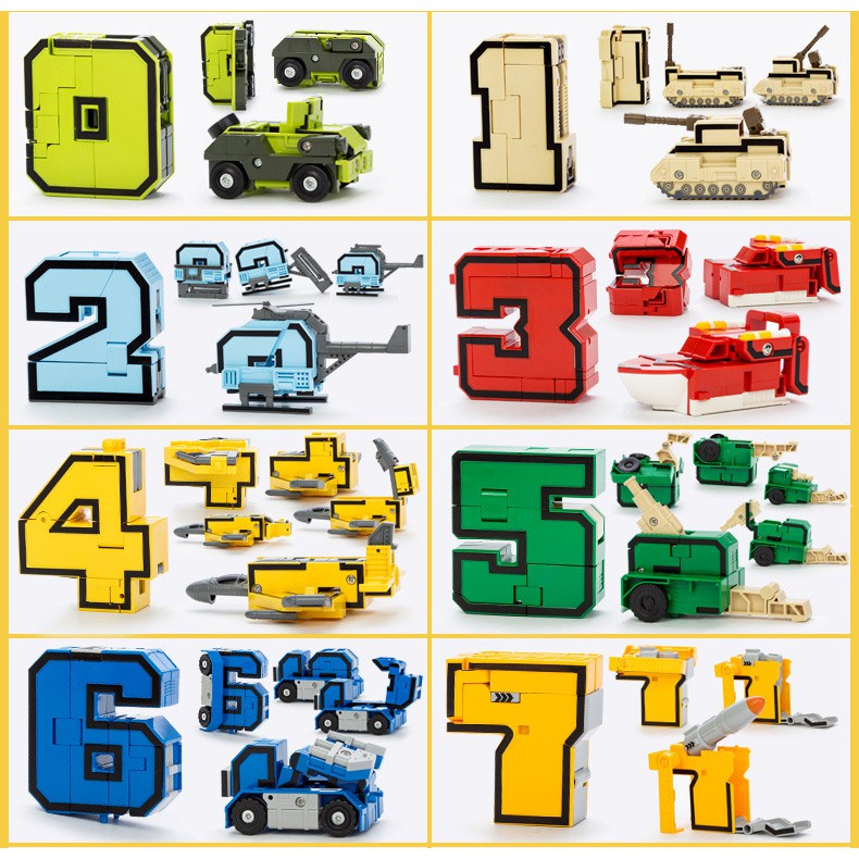 Đồ Chơi Lắp Ghép Bộ Chữ Số Biến Hình Từ 0 1 2 3 4 5 6 7 8 9 Thành Robot Zize To