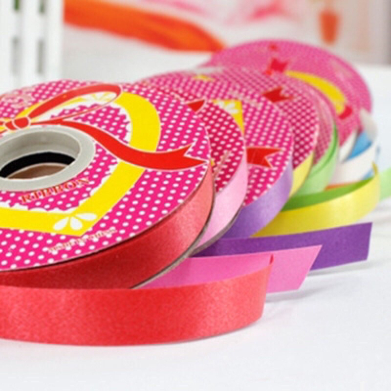 (Miễn ship) Dây Ruy Băng Nhựa Bản 1cm,22m.Buộc Đuôi Bóng Trang Trí Phòng Cưới,sự Kiện,trang trí sinh Nhật.