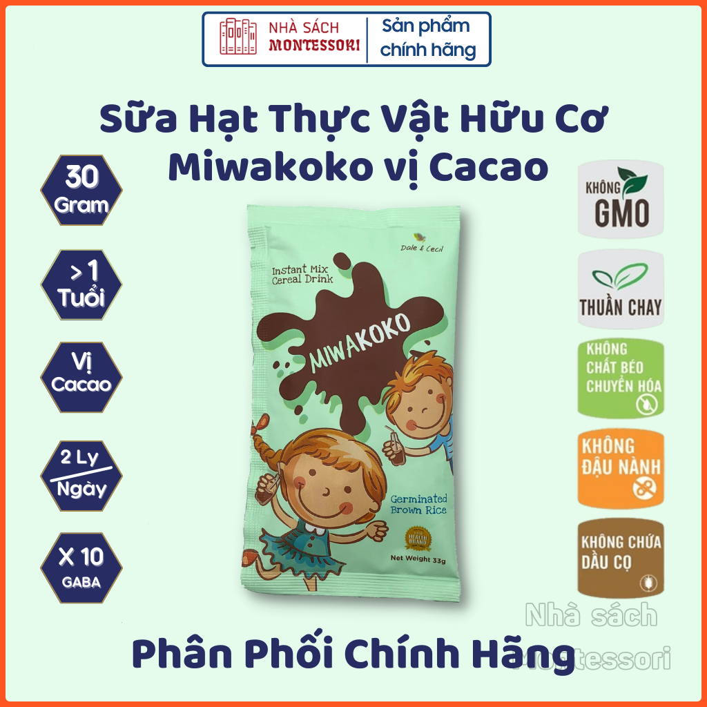 Sữa Công Thức Thực Vật Hữu Cơ Miwakoko Vị Cacao Gói Dùng Thử 30g - Miwako Việt Nam - Nhà sách Montessori