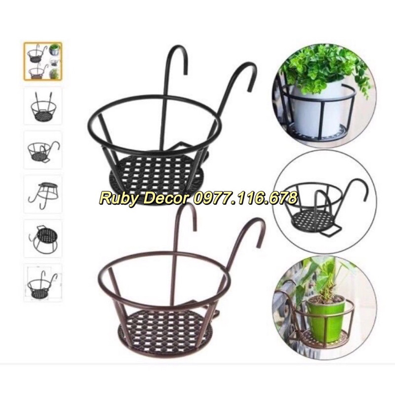 ”Sỉ 5chiếc” Giỏ hoa treo ban công - Chậu hoa, cây cảnh Có Móc Treo, khung thép chắc chắn, sơn tĩnh điện