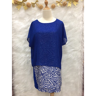 (Đ132)Đầm Phom Suông màu xanh co ban. Hàn Quốc 2 hand hiệu Zishen- Size M