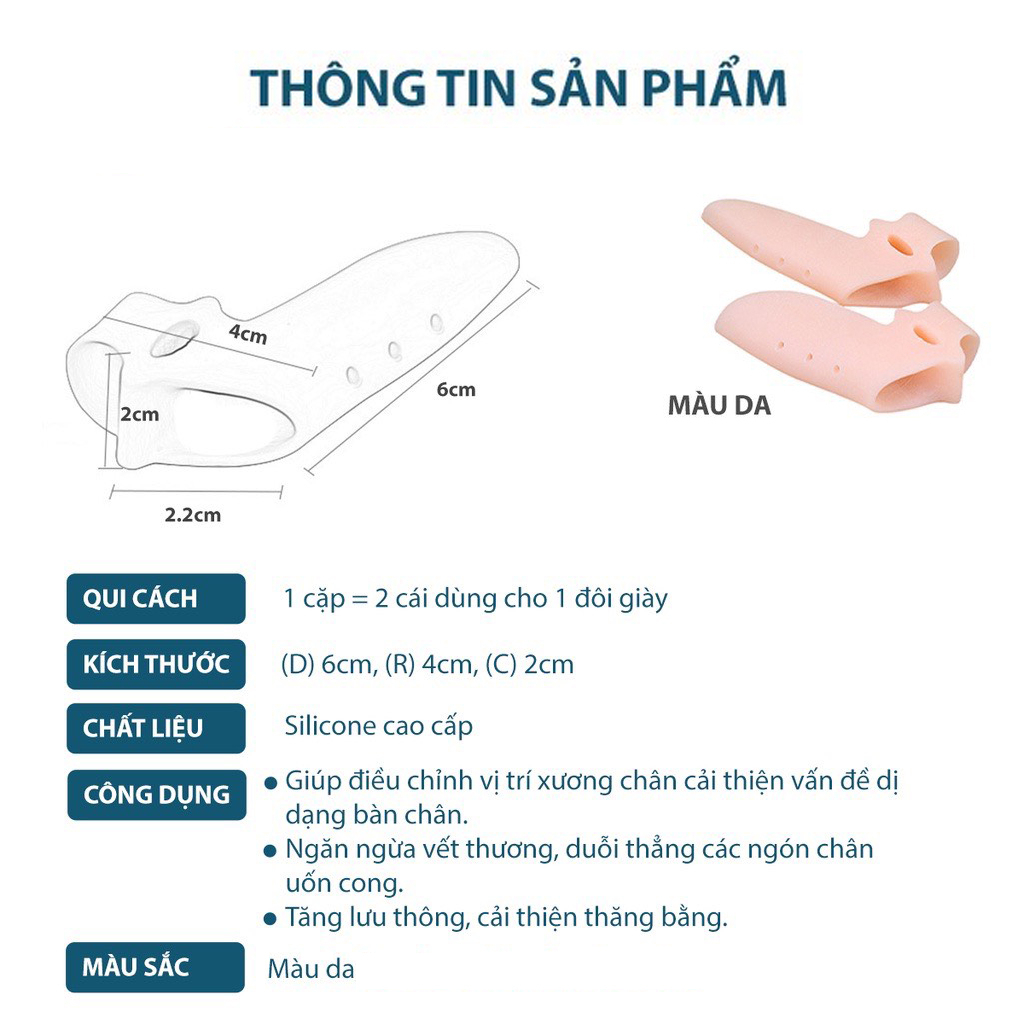 Dụng Cụ Tách Ngón Chân Cái Bằng Silicon, Tách Ngón Chân Cái Silicon