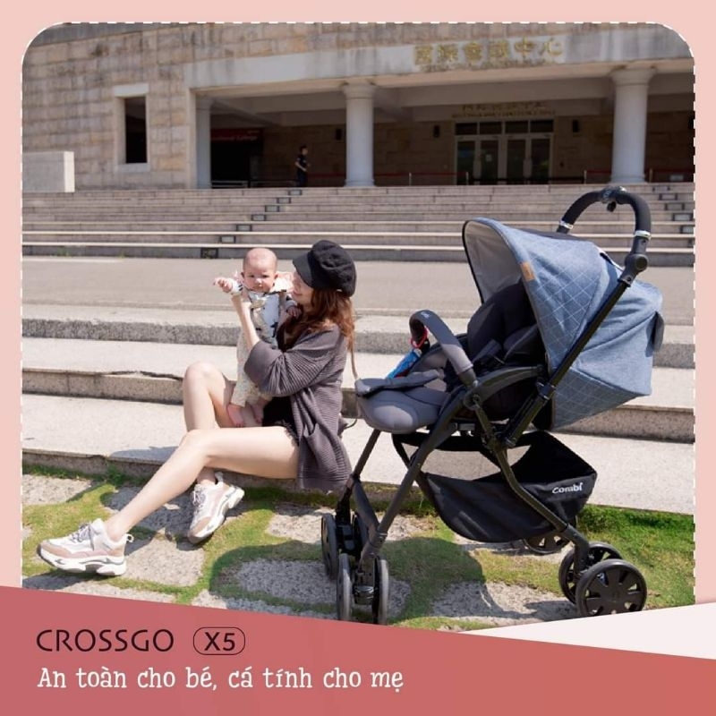 Chính hãng - Xe đẩy Combi CrossGo 4 bánh quay tự động