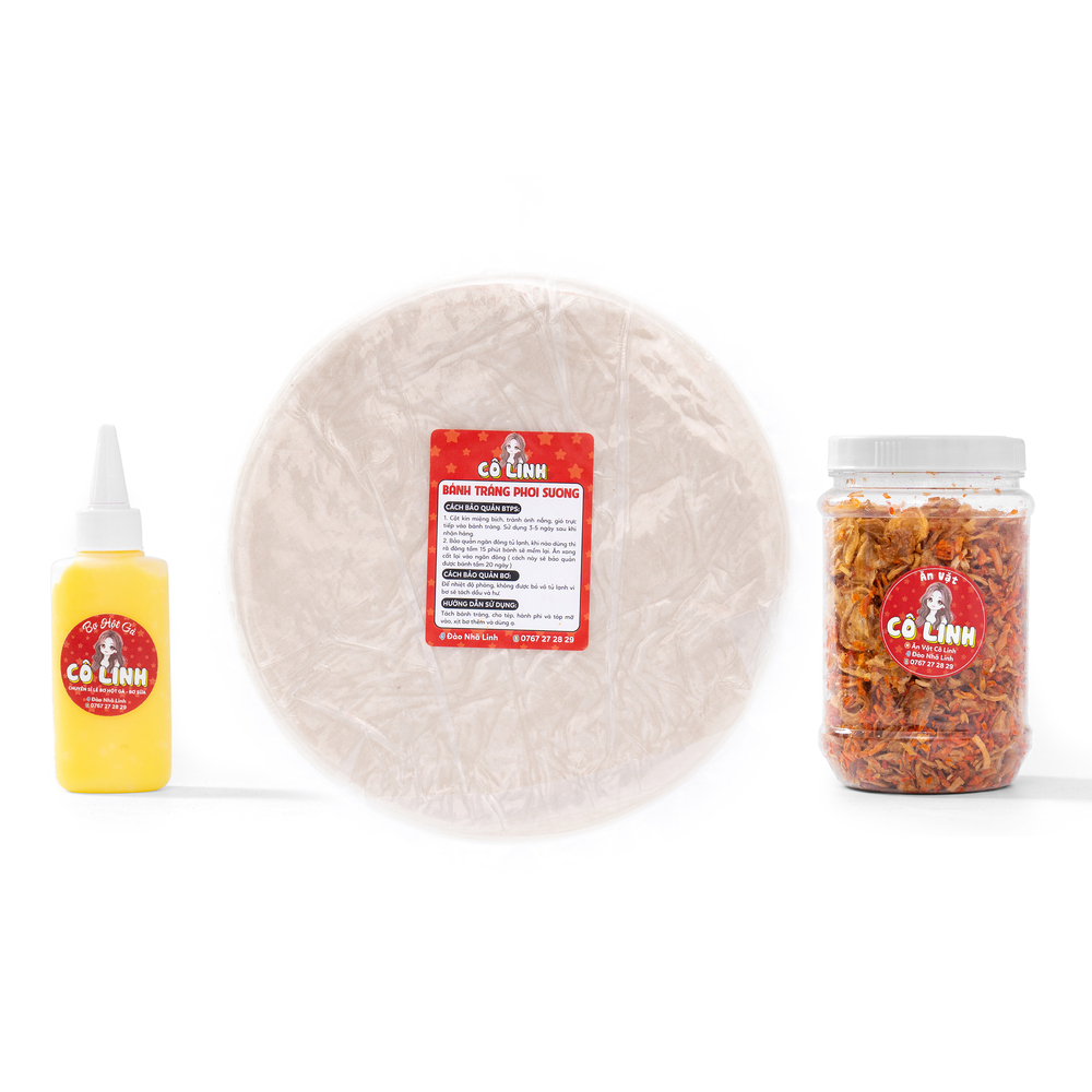 Combo 300g Bánh Tráng Phơi Sương Kèm 1 Hũ Tép Và 100g Bơ Vàng Béo Ngậy - Ăn Vặt Cô Linh
