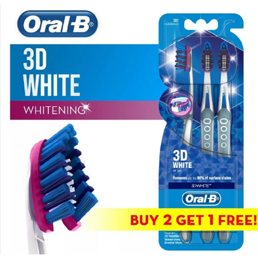 Vỉ 3 bàn chải đánh răng Oral-B trắng sáng 3D White ( mua 2 tặng 1)/ Bàn chải răng Oral-B Charcoal white