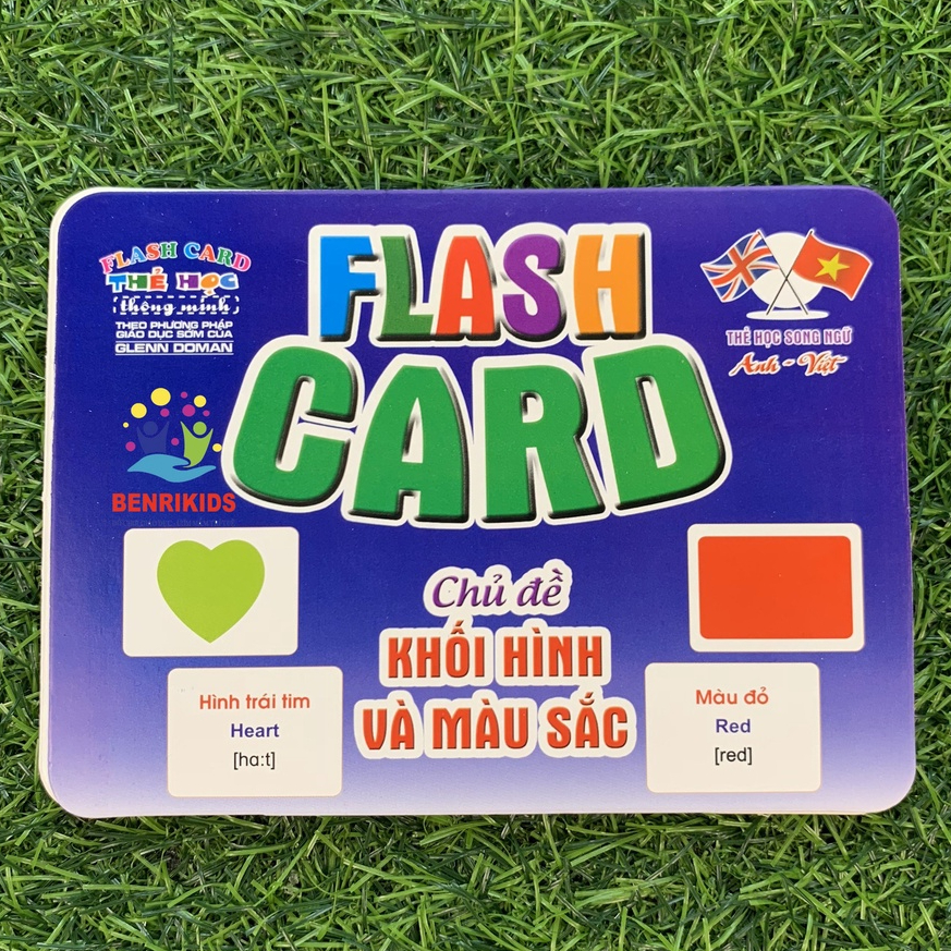 Flashcard Thẻ Học Benrikids Song Ngữ Anh-Việt Chủ Đề Màu Sắc Hình Khối Cho Bé