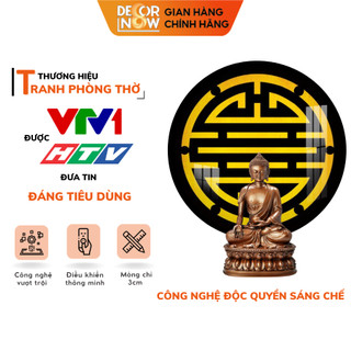Đèn hào quang phật in tranh trúc chỉ cnc decornow 30,40 cm, trang trí ban thờ, hào quang trúc chỉ vân gỗ dcn-tcc16