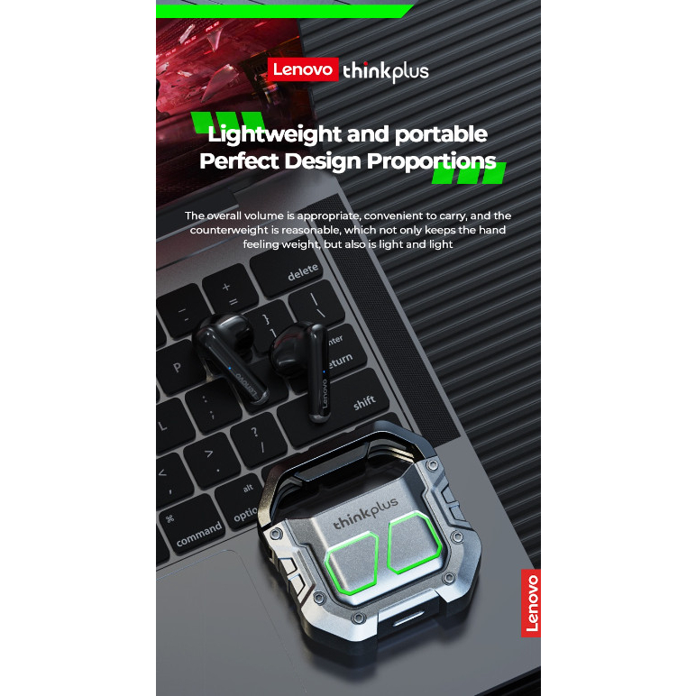 Tai Nghe Bluetooth Lenovo XT81 - Tai Nghe Không Dây Chơi Game Độ Trễ Thấp - Bluetooth 5.3 - Có Micro Đàm Thoại