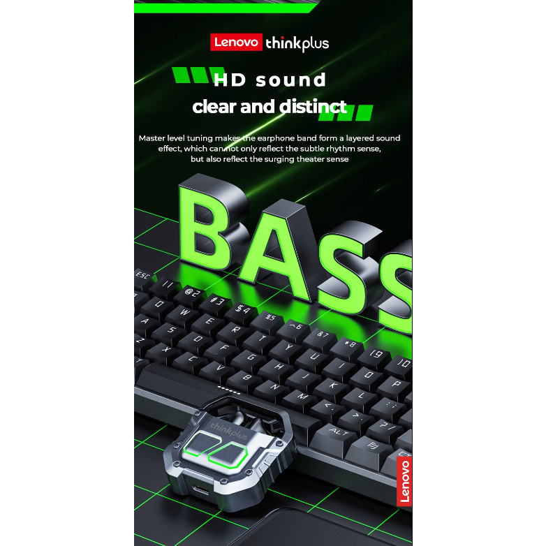 Tai Nghe Bluetooth Lenovo XT81 - Tai Nghe Không Dây Chơi Game Độ Trễ Thấp - Bluetooth 5.3 - Có Micro Đàm Thoại