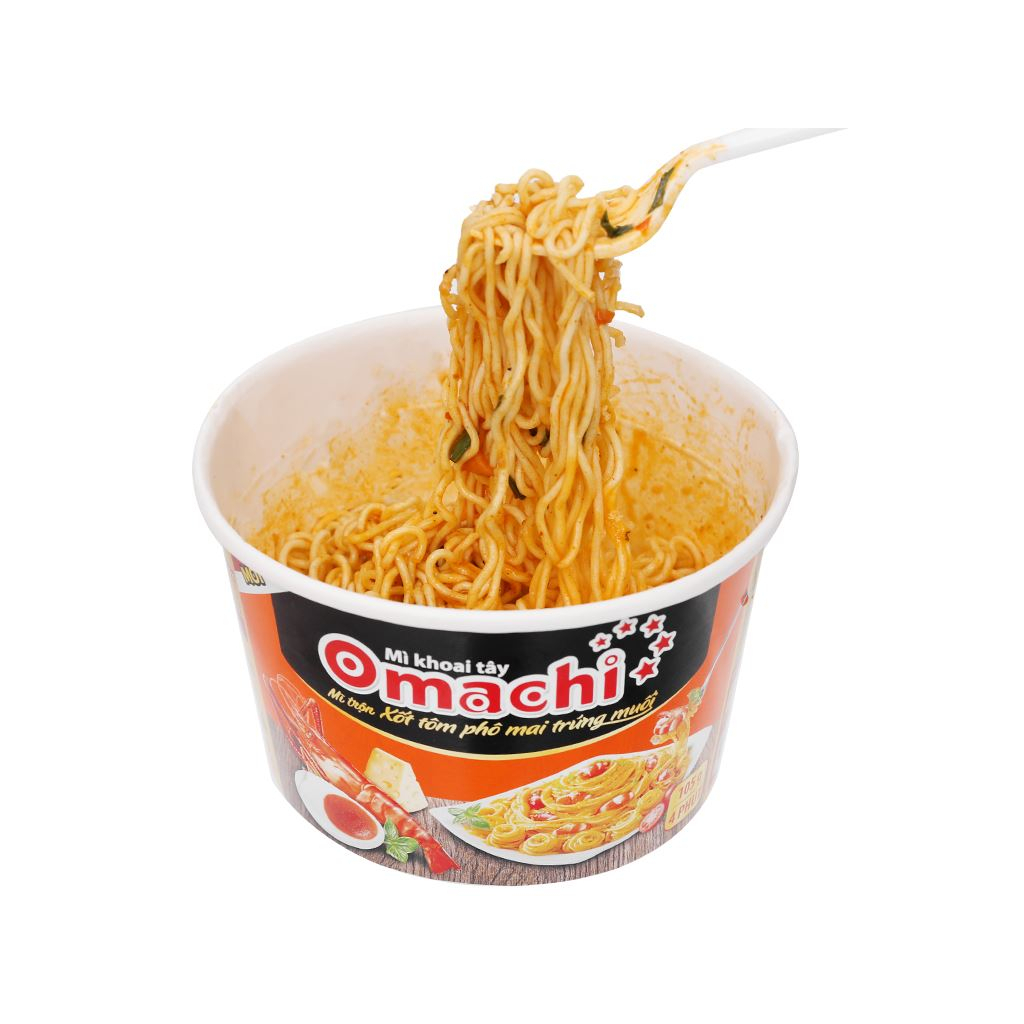 Mì trộn Omachi xốt tôm phô mai trứng muối bát 105g