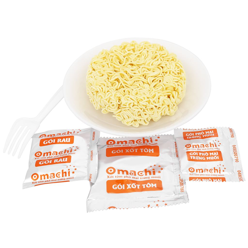 Mì trộn Omachi xốt tôm phô mai trứng muối bát 105g