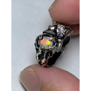 Nhẫn bạc đá Opal thiên nhiên