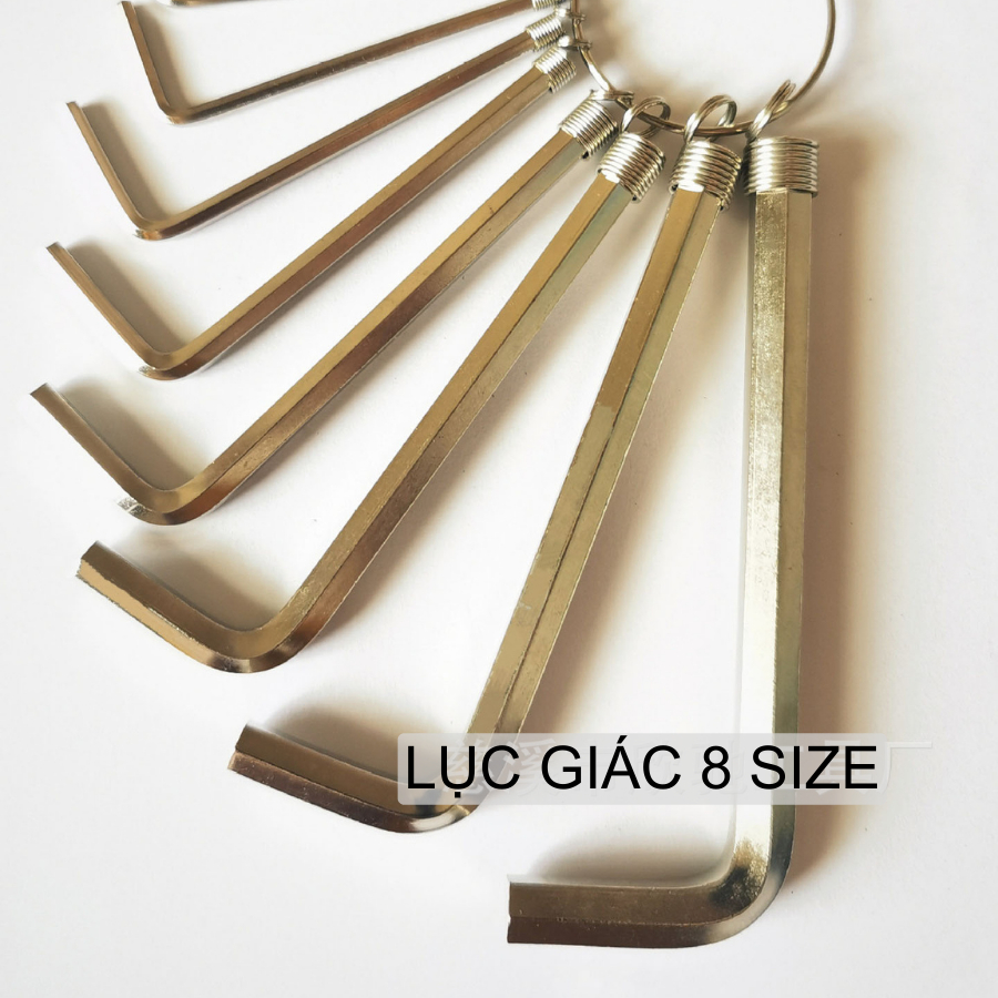 Bộ khóa lục giác màu bạc thiết kế chữ L với đa dạng kích thước từ 1.5 - 6mm dễ dàng cầm nắm và thao tác - Huy Tưởng