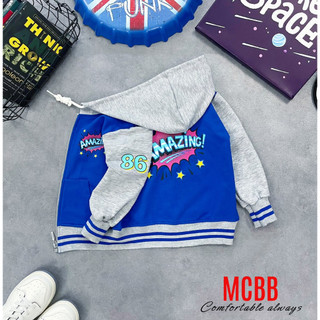 Mcbb 23-47kg áo khoác bé trai áo gió bé trai áo có mũ áo khoác bóng chày bomber jacket áo bé trai