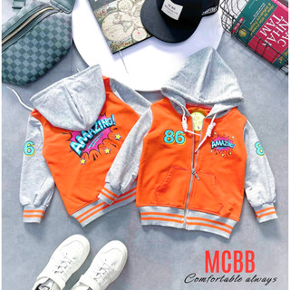 Mcbb 7-23 kg áo khoác bé trai áo gió bé trai có nón mũ khóa kéo áo lạnh cho bé trai bomber jacket áo trẻ em 1-16 tuổi bộ