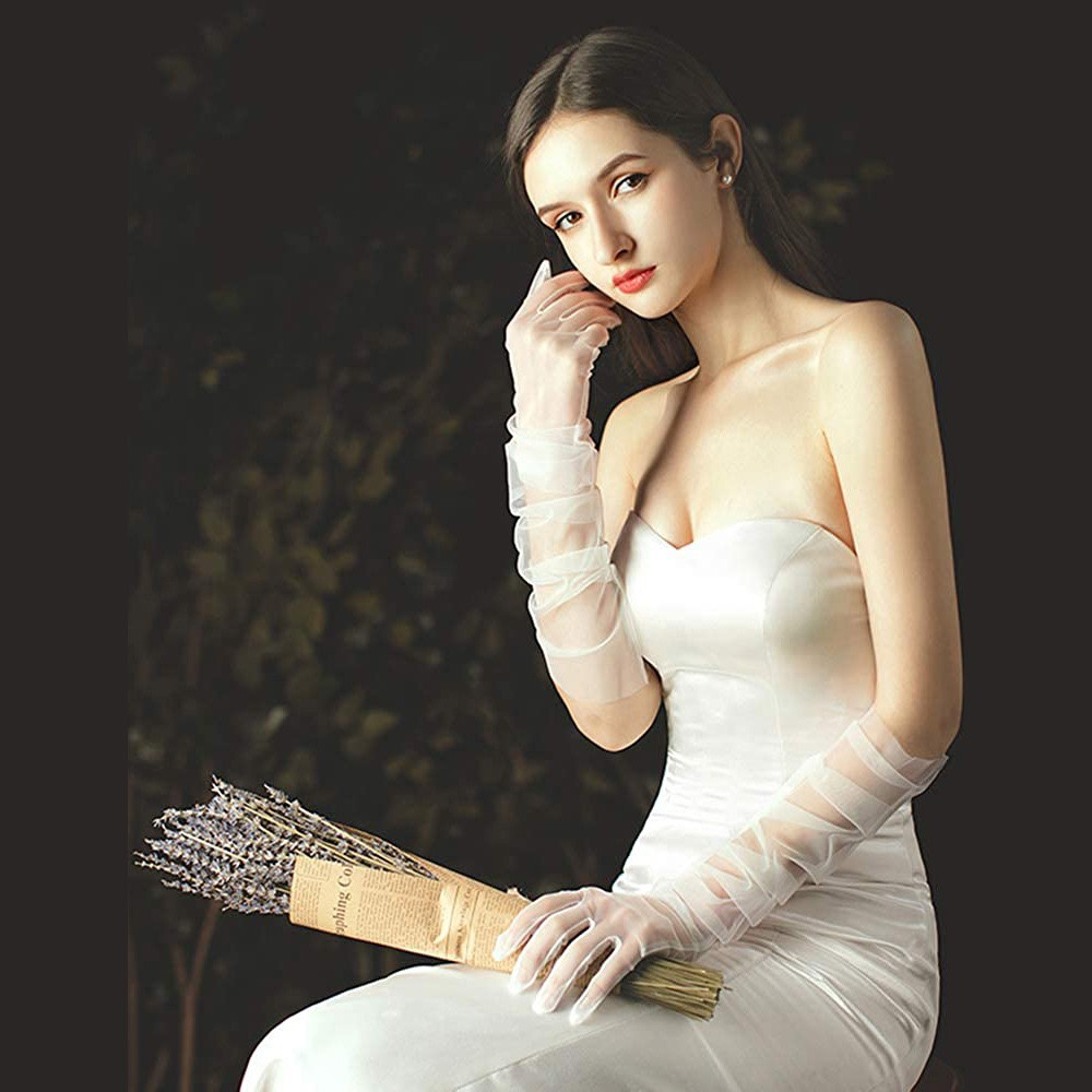 Găng Tay Ren Lưới Mỏng Dáng Dài Thời Trang Đơn Giản Cho Nữ, Cô Dâu, Chụp Hình Studio, Thời Trang