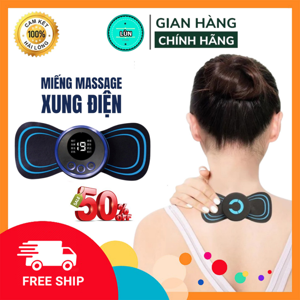 Miếng Massage Xung Điện Cổ Vai Gáy, Bắp Tay, Lưng Bằng 10 chế độ mát-xa đỡ đau Nhức Hiệu Qủa - Máy massage mini đa năng
