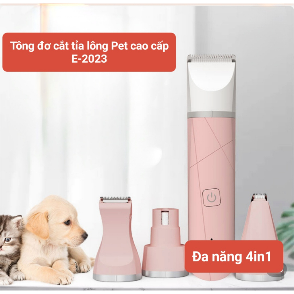 Tông Đơ Cắt Lông Chó Mèo Đa Năng 4 TRONG 1 E-2023 - Máy Mài Móng Kiêm Tỉa Lông Bàn Chân Cho Chó Mèo