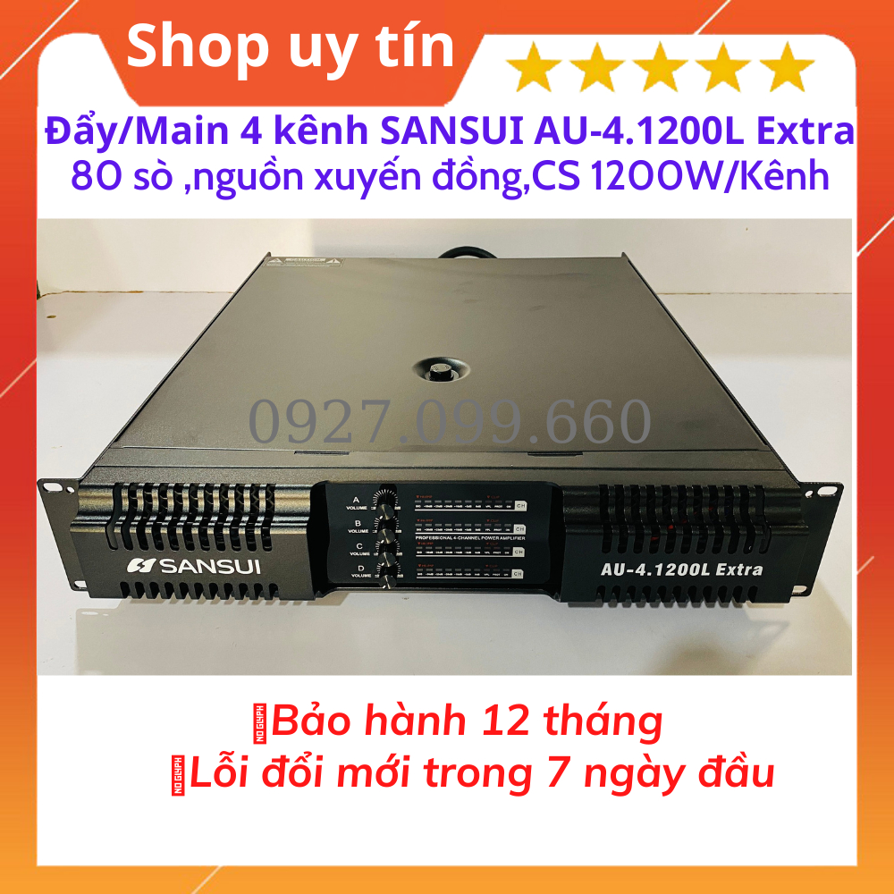 Cục đẩy 4 Kênh SANSUI AU-4.1200L Extra,Trang Bị 80 Sò Công Suất 1200W/Kênh/4 ôm.Bảo hành 12 tháng.