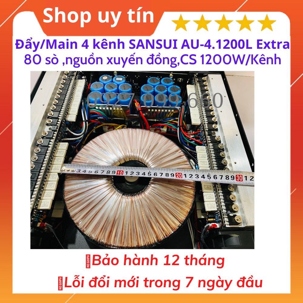Cục đẩy 4 Kênh SANSUI AU-4.1200L Extra,Trang Bị 80 Sò Công Suất 1200W/Kênh/4 ôm.Bảo hành 12 tháng.