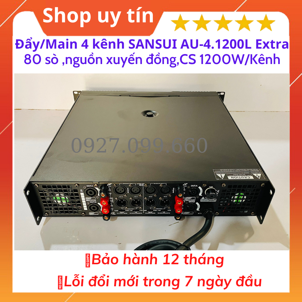 Cục đẩy 4 Kênh SANSUI AU-4.1200L Extra,Trang Bị 80 Sò Công Suất 1200W/Kênh/4 ôm.Bảo hành 12 tháng.