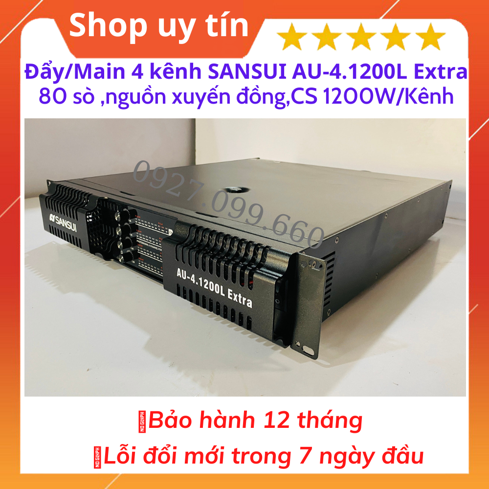 Cục đẩy 4 Kênh SANSUI AU-4.1200L Extra,Trang Bị 80 Sò Công Suất 1200W/Kênh/4 ôm.Bảo hành 12 tháng.