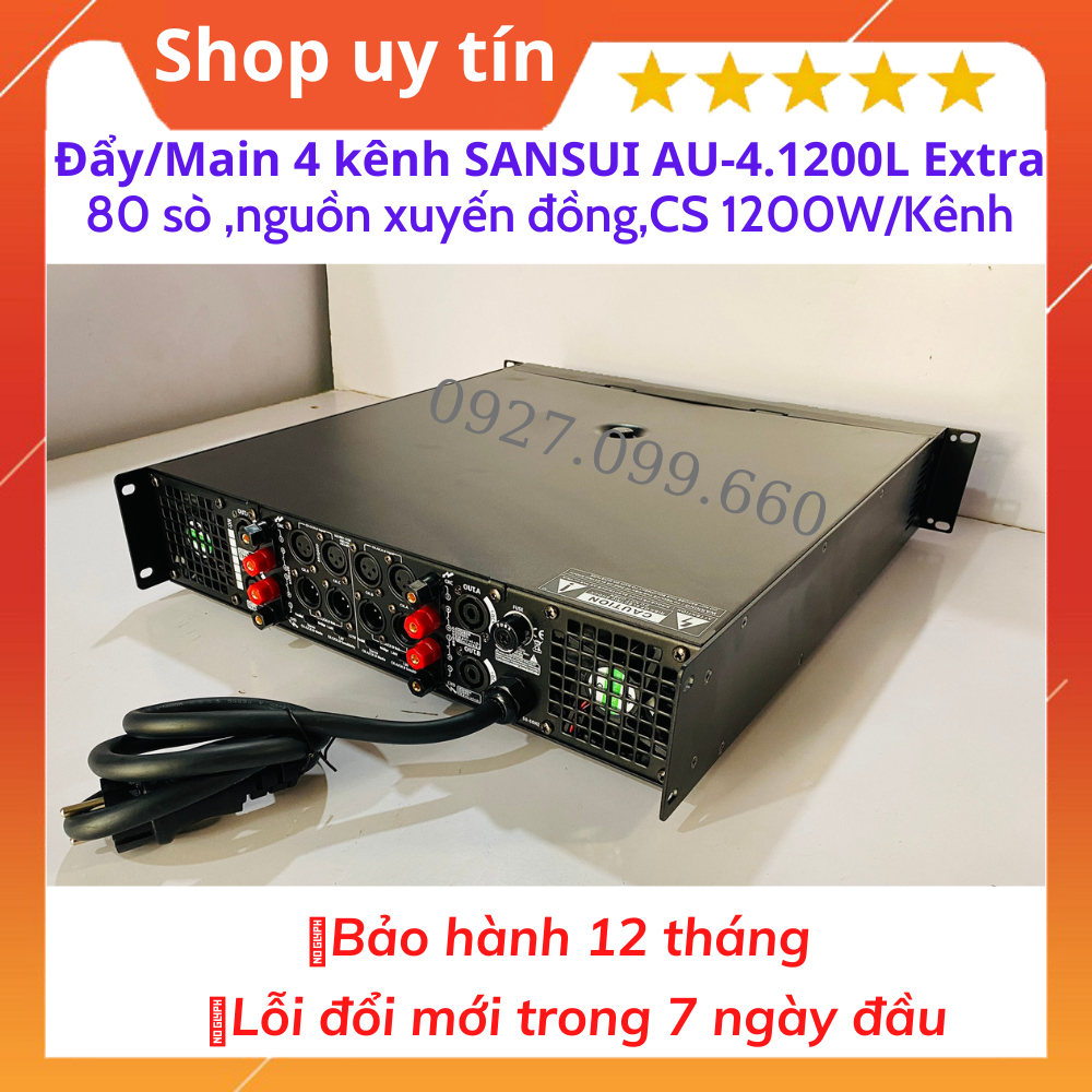 Cục đẩy 4 Kênh SANSUI AU-4.1200L Extra,Trang Bị 80 Sò Công Suất 1200W/Kênh/4 ôm.Bảo hành 12 tháng.