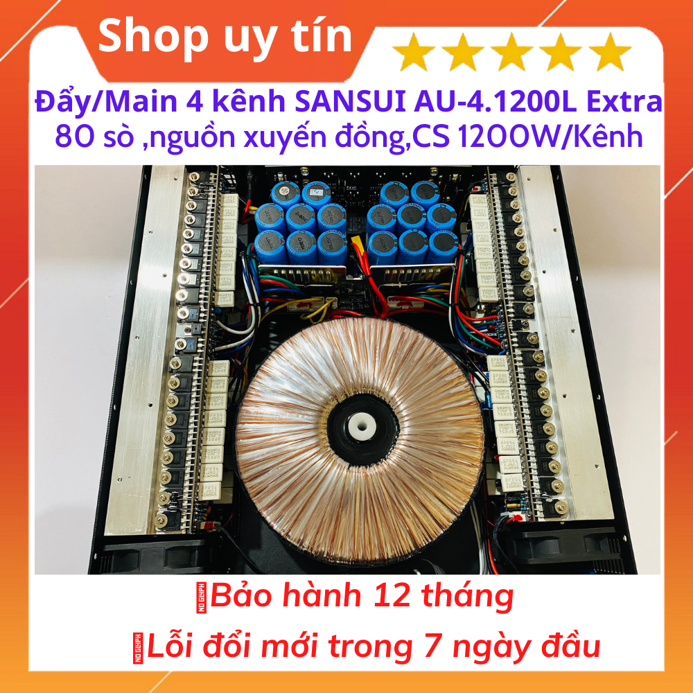 Cục đẩy 4 Kênh SANSUI AU-4.1200L Extra,Trang Bị 80 Sò Công Suất 1200W/Kênh/4 ôm.Bảo hành 12 tháng.