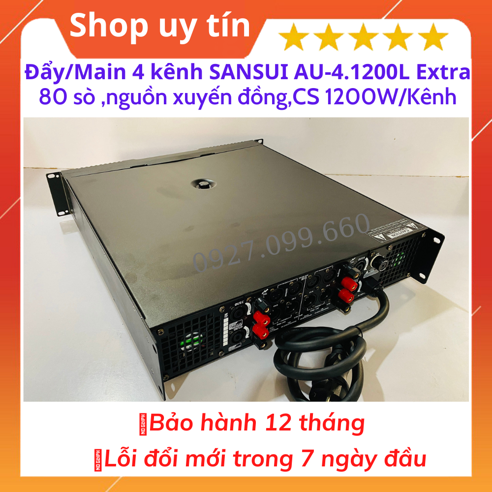 Cục đẩy 4 Kênh SANSUI AU-4.1200L Extra,Trang Bị 80 Sò Công Suất 1200W/Kênh/4 ôm.Bảo hành 12 tháng.