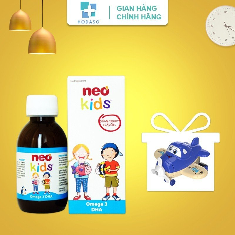 Neo kids Siro bổ sung Omega3 DHA  Vitamin A, D3 ,E phát triển trí não thị lực cho bé Hodaso