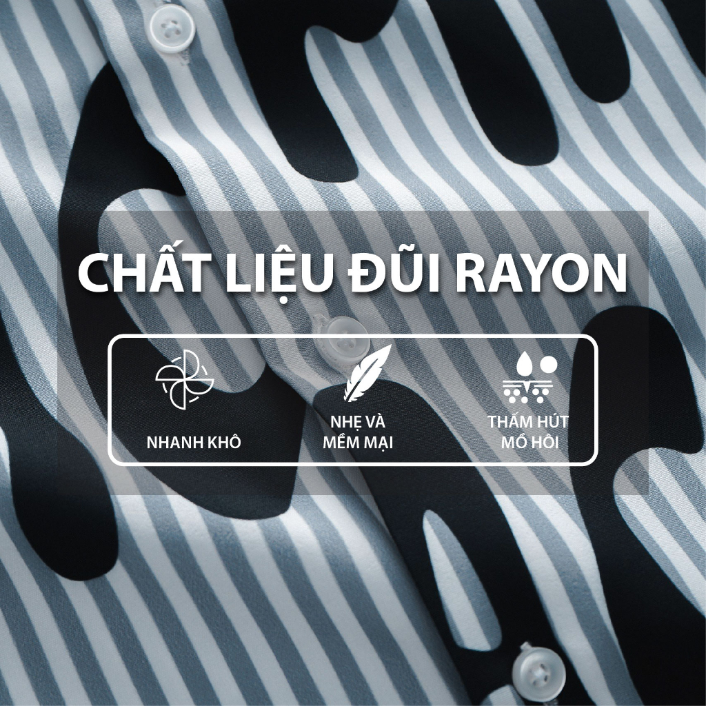 Áo sơ mi cộc tay in họa tiết BTM Studios chất đũi rayon thấm hút tốt - 4.538
