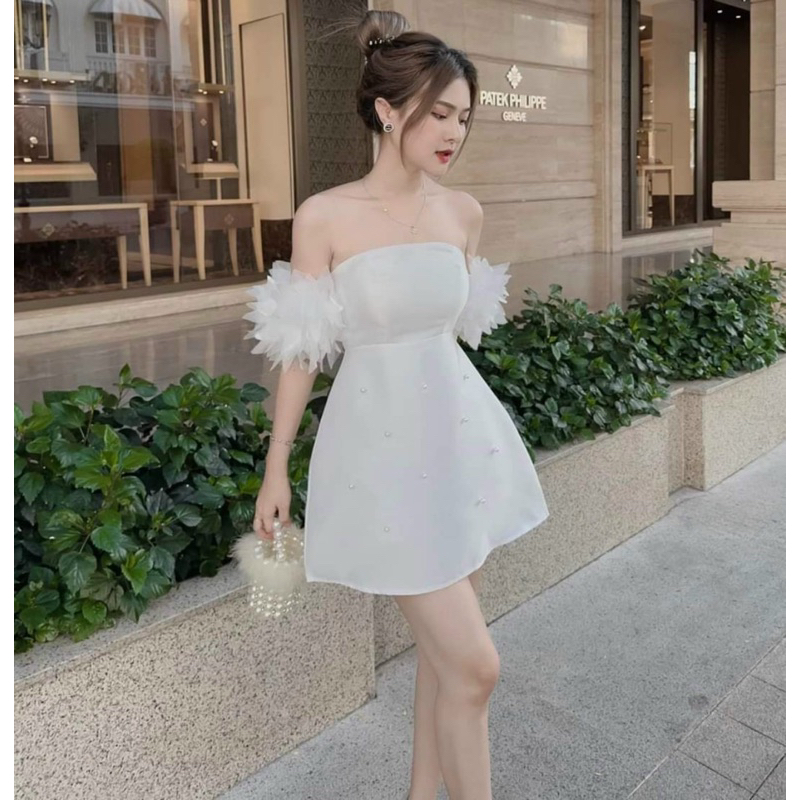 Đầm đi tiệc phối lông vũ sang trọng quý phái Pori Dress