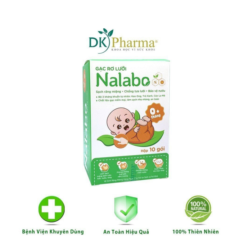Gạc rơ lưỡi DK Pharma - Nalabo Làm Sạch Răng, Lưỡi, Nướu và Khoang Miệng Cho Bé - Hộp 10 gói