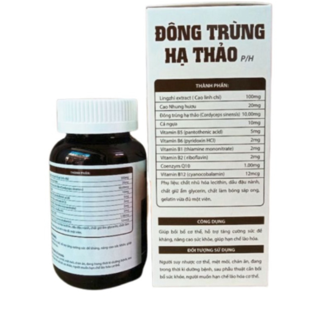 Viên uống Đông Trùng Hạ Thảo P/H giúp bồi bổ cơ thể - Hộp 30 Viên