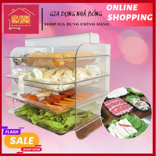KHAY ĐỰNG THỰC PHẨM 4 TẦNG VIỆT NHẬT(5599)_ KHAY NHỰUA TRONG SUỐT CÓ TAY CẦM ĐỂ ĐỒ ĂN_ KHAY THÁO RỜI TIỆN DỤNG