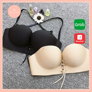 Áo ngực nữ đẩy mạnh, su rút kéo dây tạo khe, áo lót có 4 kiểu mặc dày 3 cm nâng, Queennga