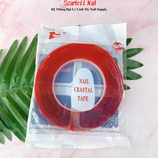 Băng keo đỏ dán móng cuộn băng keo hai mặt dán móng mẫu nail box tạo mi fan