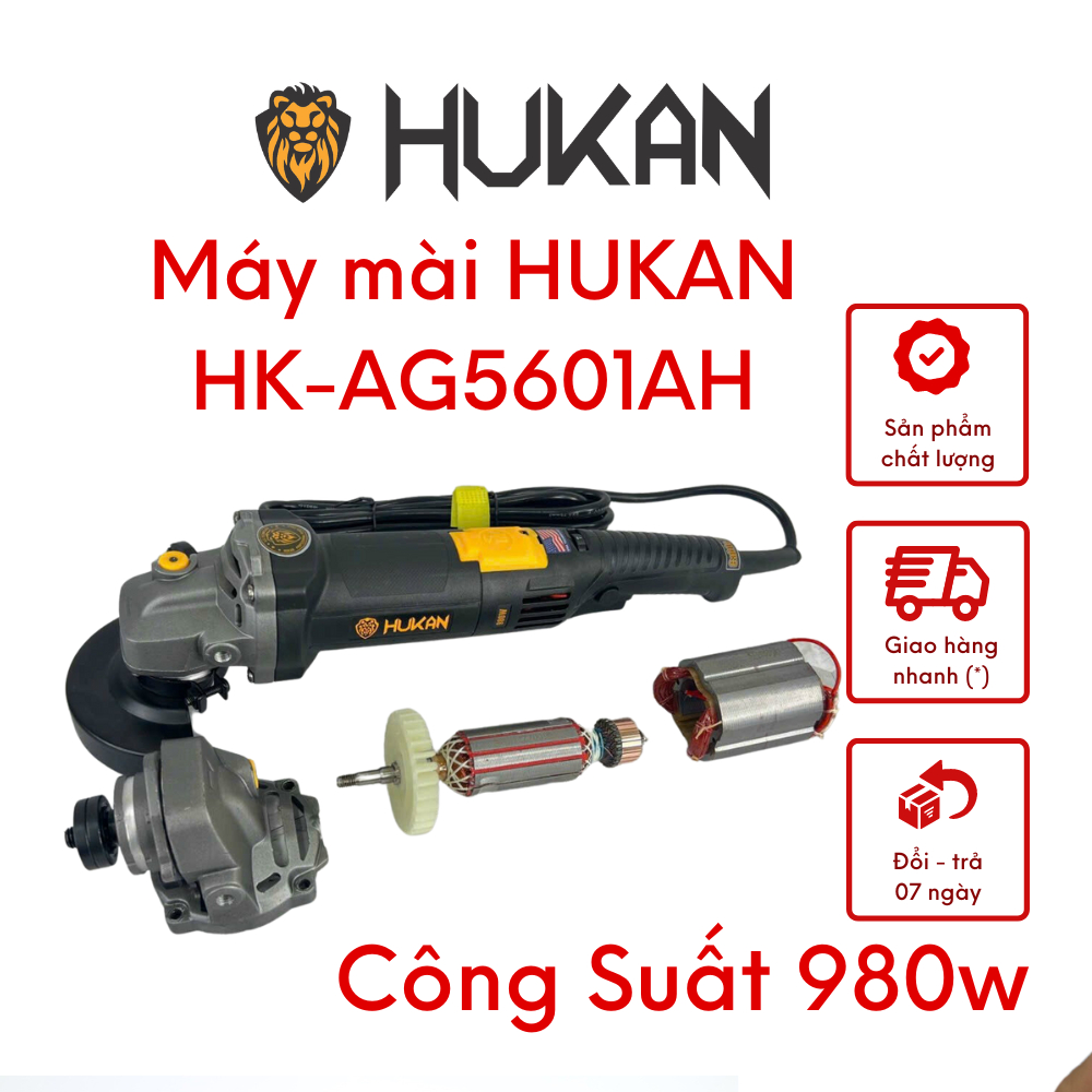Máy mài cầm tay HUKAN AG5601M - công tắc bóp công suất 980W bảo hành chính hãng