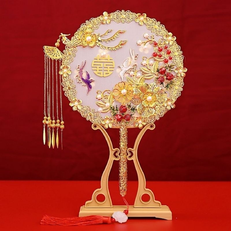 Quạt tròn trơn- quạt phôi phong cách cổ trang