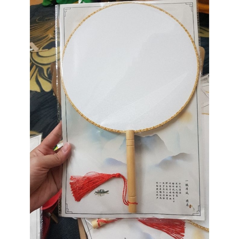 Quạt tròn trơn- quạt phôi phong cách cổ trang