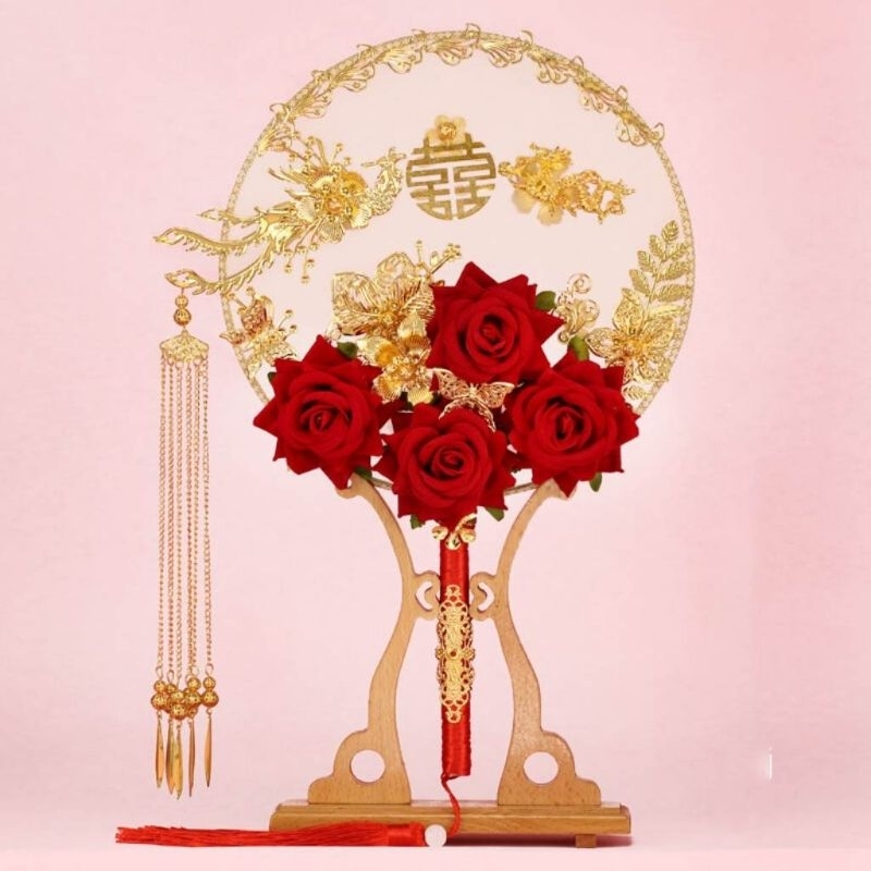 Quạt tròn trơn- quạt phôi phong cách cổ trang